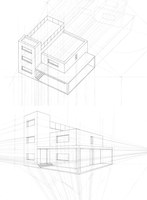 Normal Axonometry and Perspective of a building structure in comparison - SS 2020